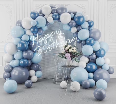 Amazon.com: Dusty Blue Balloon Arch Garland Kit-143Pcs Macaron Gray Blue Balloons for Birthday Bridal Shower Christmas Reunion Party Wedding Decoration : Toys & Games Blue Balloon Arch, Bridal Shower Christmas, Blue Sweet 16, Reunion Party, Balloons For Birthday, 16 Balloons, Blue Balloon, Sweet 16 Parties, Decorations Party