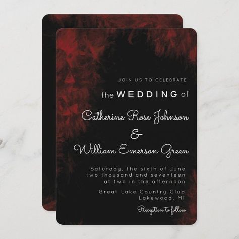 Black Wedding Invitations Modern, Black And Red Wedding, Gothic Wedding Theme, Bold Wedding Invitations, Black Wedding Invitation, Black Red Wedding, Dark Wedding Theme, Wedding Invitation Modern, Red Wedding Invitations