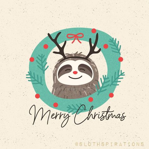 Sloth Christmas Card, Christmas Sloth Drawing, Christmas Tablecloth Ideas, Sloth Meme, Sloth Drawing, Sloth Life, Christmas Sloth, Whimsy Art, Sloth Art