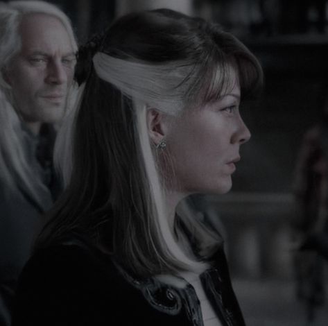 Draco Malfoy Mom, Malfoy Mom Hair, Narcissa Aesthetic, Malfoys Mom, Hogwarts People, Dark Characters, Narcissa Malfoy, Helen Mccrory, Malfoy Family