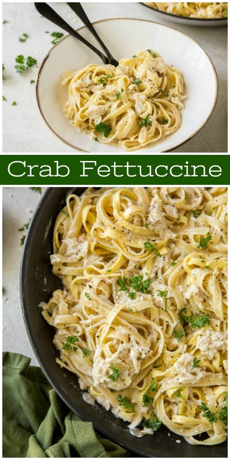 Crab Fettuccine Recipe, Crab Fettuccine, Crab Pasta Recipes, Fettuccine Recipe, Crab Pasta, Viral Recipes, Crab Meat Recipes, Crab Dishes, Seafood Pasta Recipes