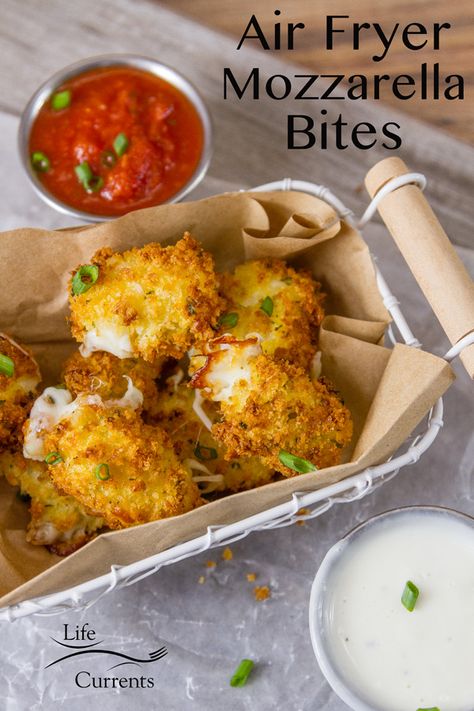 Air Fryer Mozzarella, Mozzarella Bites, Airfryer Recept, Air Fried Food, Air Fryer Oven Recipes, Air Fry Recipes, Air Fryer Dinner Recipes, Air Fryer Recipes Easy, Air Fryer Recipes Healthy