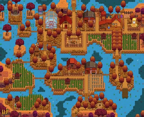 Stardew Valley Farm Layout Riverlands, Stardew Valley Riverland Farm Layout, Stardew Shed, Stardew Guide, Stardew Tips, Stardew Ideas, Stardew Valley Farm Ideas, Stardew Valley Farm Layout, Stardew Farm