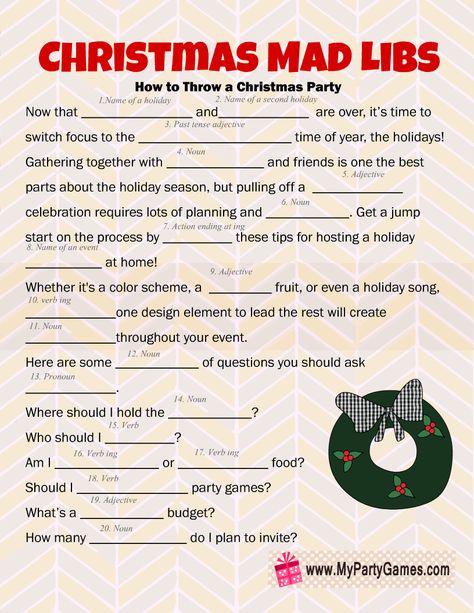 Hilarious Free Printable Christmas Mad Libs Game Christmas Mad Libs Free Printable, Holiday Mad Libs, Christmas Ad Libs, Free Printable Mad Libs, Mad Libs For Adults, Halloween Music Playlist, Funny Mad Libs, Mad Libs Printable, Christmas Mad Libs