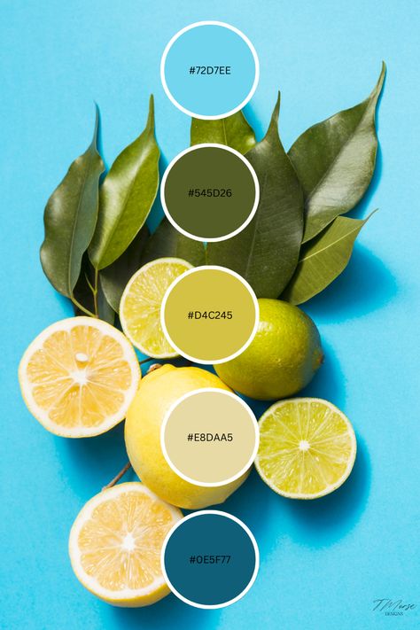 Use this beautiful color palette/color combo for inspiration on your next project #color #colorful #colorpallete #colorcombos Lemon Colour Palette, Lemon Color Palette Colour Schemes, Lime Yellow Color Palette, Lemon Lime Color Palette, Passion Fruit Color Palette, Color Palette Yellow, Brand Guide, Paint Chips, Beauty Bar