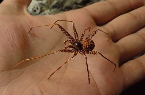 Alexis Torres .M: (Ahechi) Wire Spider Sculpture Spider Sculpture, Wire Spider, Decoration For Halloween, Copper Wire Art, Spider Crafts, Wire Art Sculpture, Beaded Spiders, Bohemian Style Jewelry, Spider Art