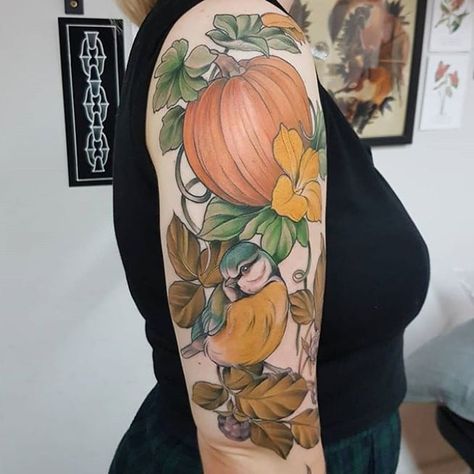 Life Symbol Tattoo, Acorn Tattoo, Art Inspired Tattoos, Pumpkin Tattoo, Autumn Tattoo, Movie Tattoos, Vine Tattoos, Flower Tattoo Sleeve, Tree Of Life Tattoo