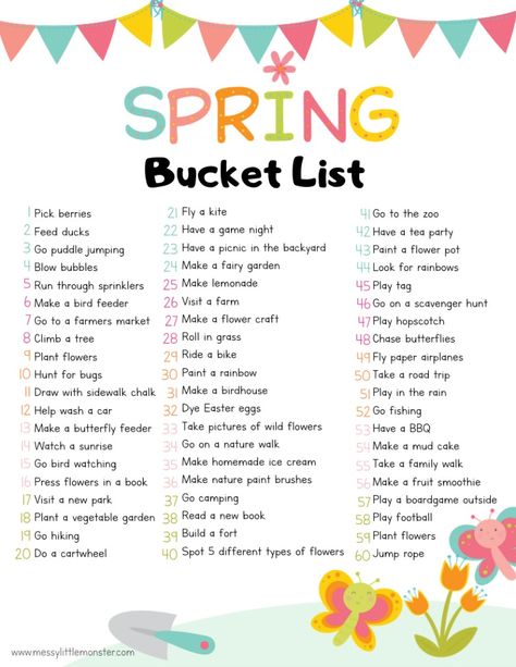 Spring Bucket Lists, Spring Bucket List For Couples, May Bucket List Ideas, Spring List, Spring Favorites, Easter Bucket List, How To Make A Bucket List, Things To Do In The Spring, Spring Bucket List For Kids