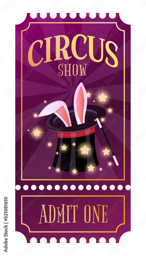 Circus Tickets Template, Coupon Illustration, Festival Entrance, Circus Ticket, Circus Tickets, Street Festival, Clown Face, Clown Faces, Magic Show