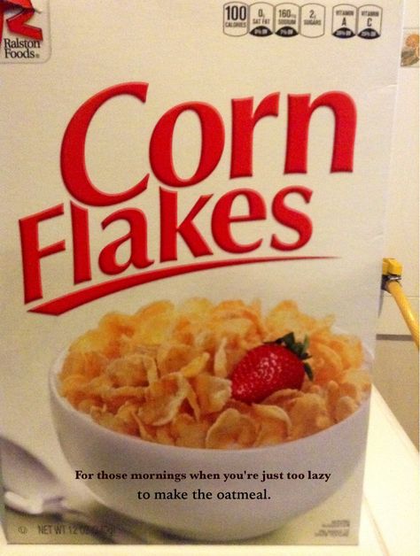 My ad campaign for corn flakes. Lazy people breakfast. Lazy People, Corn Flakes, Ad Campaign, Mayonnaise, Corn, Oatmeal