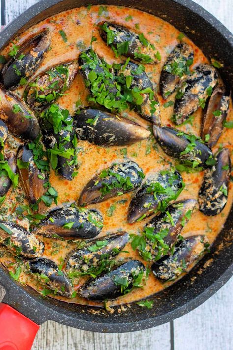 Curry mussels are easy to make on the stove for dinner or a seafood appetizer. We will show you how to cook mussels in a curry sauce. Mussels In Curry Sauce, Curry Mussels Recipe, Coconut Curry Mussels, Mussels Recipes, Instant Pot Beans Recipe, Curry Mussels, Seafood Curry, Beef Recipe Instant Pot, Curry Pasta