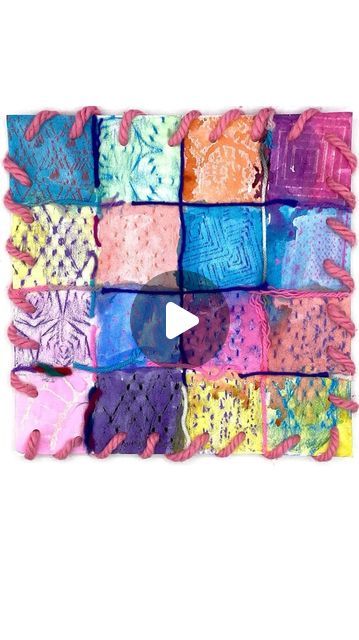 Texture Kindergarten, Yarn Art For Kids, Art Camp Projects, Watercolor Resist, Adaptive Art, Camp Projects, Textured Quilt, Yarn Scraps, Whip Stitch