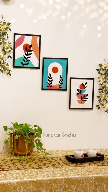 Cardboard Craft Ideas, Craft Ideas Easy, Wall Painting Ideas, Cardboard Craft, Wall Decoration Ideas, Frames Wall, Easy Craft Ideas, Boho Painting, Best Out Of Waste