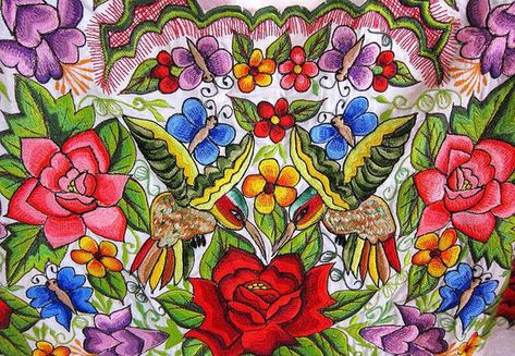 Yucatán | Yucatán fortalecerá el bordado artesanal, que da sustento a muchas familias Mexican Embroidered Dress, Mexican Flowers, Mexican Traditions, Mexico Style, Mexican Embroidery, Mexico Art, Botanical Tattoo, Mexican Dresses, Mexican Culture