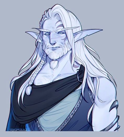 Sea Elf Dnd Male, Winter Eladrin Male, Winter Fey, Astral Elf Dnd, Wow Night Elf, High Elf Male, Banshee Art Beautiful, Astral Elf, Moon Elves