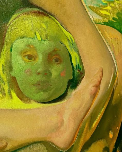 Green Portrait Painting, Colleen Barry, Child Painting, Green Illustration, There Are No Words, Secret Place, Rennaissance Art, Contemporary Art Painting, Muse Art