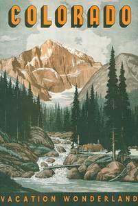 Colorado Travel Poster, Colorado Posters, Vintage Poster Design, Vintage Travel Trailers, Retro Travel Poster, Nature Posters, Colorado Travel, Art Deco Posters, National Park Posters