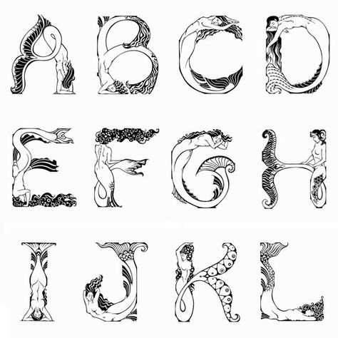 mermaid alphabet then comes M for Mermaid Mermaid Alphabet Letters, Mermaid Typography, Nature Lettering, Mermaid Alphabet, Mermaid Letters, Alphabet Pictures, Typography Alphabet, Mermaids And Mermen, Creative Lettering