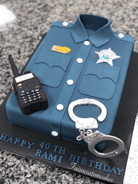 Police Birthday Cakes, Cop Cake, Police Cake, Police Cakes, Baby Boy Birthday Cake, Police Birthday, Minnie Mouse Birthday Cakes, Promotion Party, Shirt Cake