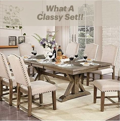 How Cute is this set?! Light Oak Dining Table, Farmhouse Style Dining Room, Beautiful Valley, Support Beam, Set Meja Makan, Solid Wood Dining Set, Drop Leaf Dining Table, Expandable Dining Table, Trestle Dining Tables