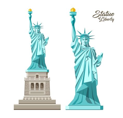 New York Theme Party, Cartoon Spaceship, Statue Liberty, New York Illustration, Statue Design, Liberty Statue, New York Theme, Building Illustration, The Statue Of Liberty