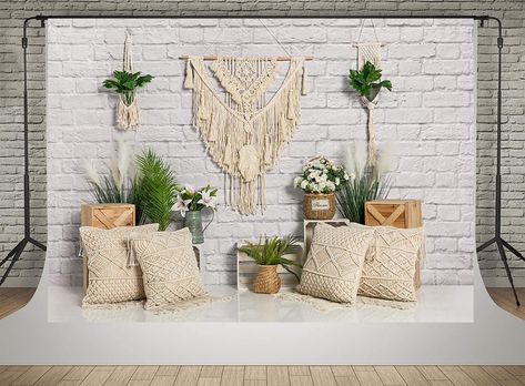 Dream Catcher Photography, Bohemian Backdrop, Tapestry Backdrop, Boho Backdrop, Decoration Backdrop, Seamless Backdrop, Summer Backgrounds, White Brick, Printed Backdrops