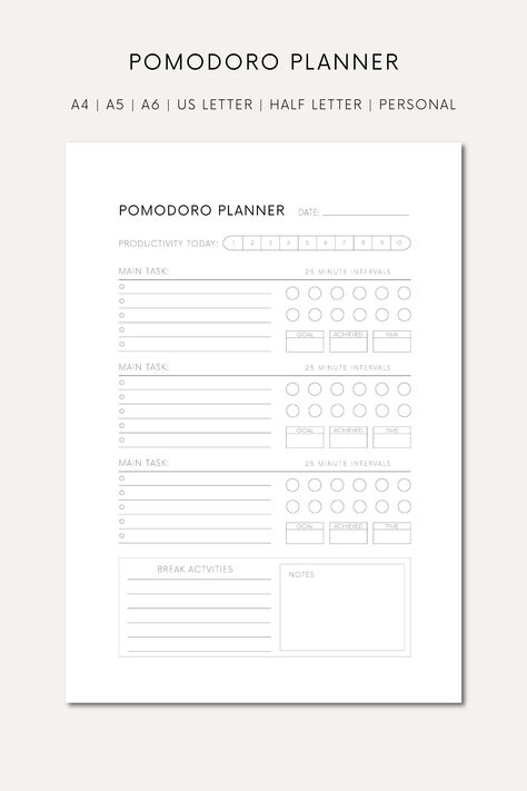 Printable Pomodoro Planner A4 Printable Pomodoro Method For Time Management Download Pomoro Planner For Studying Digital Pomodoro Method dailyroutineplanner #productiveplanner #darkmodedigitalplanner Planner For Studying, Organized Study, Pomodoro Time, Pomodoro Planner, Productivity Tracker, Pomodoro Method, The Pomodoro Technique, Study Planner Printable, Pomodoro Technique