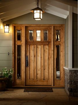 Custom Doors - Product Details & Prices - Ships USA - front doors - san francisco - Antigua Doors Rustic Farmhouse Front Porches, Farmhouse Entrance, Craftsman Front Door, Craftsman Front Doors, Front Door Entryway, Door Farmhouse, Wood Entry Doors, Modern Rustic Farmhouse, Farmhouse Front Door