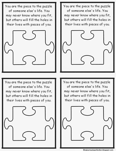 Teacher Handout: You are a piece to the puzzle Poems About Puzzle Pieces, Puzzle Sayings Quotes, Puzzle Piece Volunteer Appreciation, Class Puzzle Pieces Bulletin Boards, Puzzle Piece Classroom Activity, Teacher Training Primary, Primary Teacher Training, Puzzle Quotes, Puzzle Piece Art