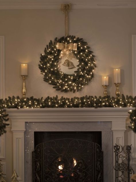 Wreath Above Fireplace, Christmas Hosting, Above Fireplace, Nature Christmas, Pre Lit Wreath, Fraser Fir, Christmas Garlands, Christmas Wreaths & Garlands, Artificial Christmas Wreaths