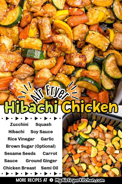 Air Fryer Hibachi Chicken, Air Fryer Hibachi, Chicken Hibachi, My Air Fryer Kitchen, Air Fryer Kitchen, Hibachi Chicken, Air Fryer Oven Recipes, Air Fry Recipes, Air Fryer Recipes Chicken