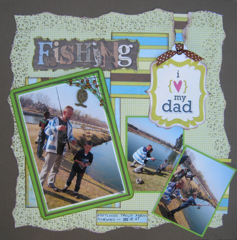 Fishing - Scrapbook.com Family Scrapbook Layouts, Boy Scrapbook Layouts, Scrapbooking Layouts Baby, Scrapbook Boys, Baby Boy Scrapbook, Scrapbook Layout Sketches, Kids Scrapbook, Family Scrapbook, Scrapbooking Album