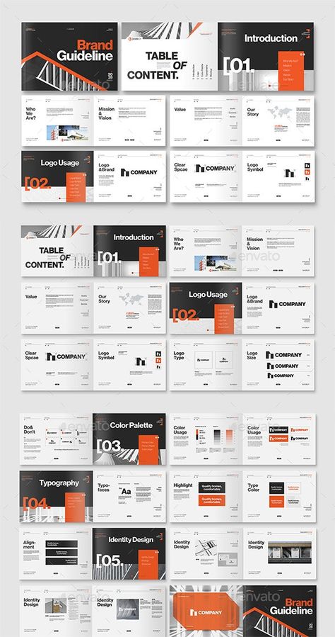 Brand Guidelines Brochure Template - Brochures Print Templates Brand Guidelines Design, Presentation Slides Design, Brand Guidelines Template, Social Media Branding Design, Logo Presentation, Brochure Template Layout, Media Branding, Slides Design, Brochure Print