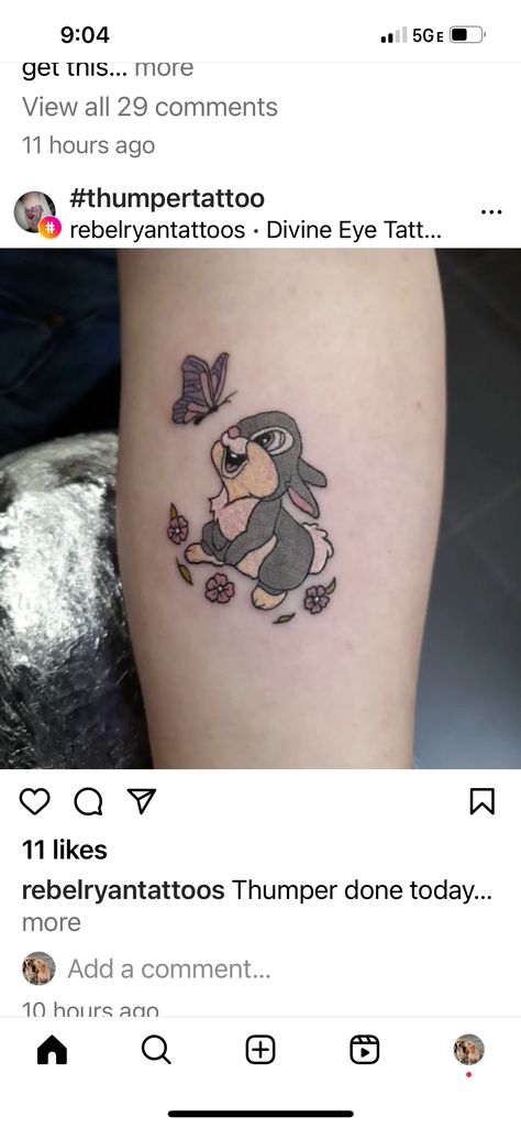 Bambi And Thumper Tattoo, Simple Bambi Tattoo, Thumper And Flower Tattoo, Thumper Tattoo, Bambi And Mom Tattoo, Bambi Tattoo, Dolphins Tattoo, Nail Tattoo, Lion Tattoo