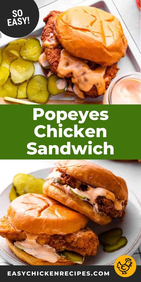 Chicken Sandwich Popeyes, Popeyes Chicken Sandwich Recipe, Popeyes Chicken Sandwich, Chicken Sandwich Recipe, Popeyes Chicken, Monte Cristo Sandwich, Spicy Chicken Sandwiches, Easy Sandwich Recipes, Gourmet Sandwiches