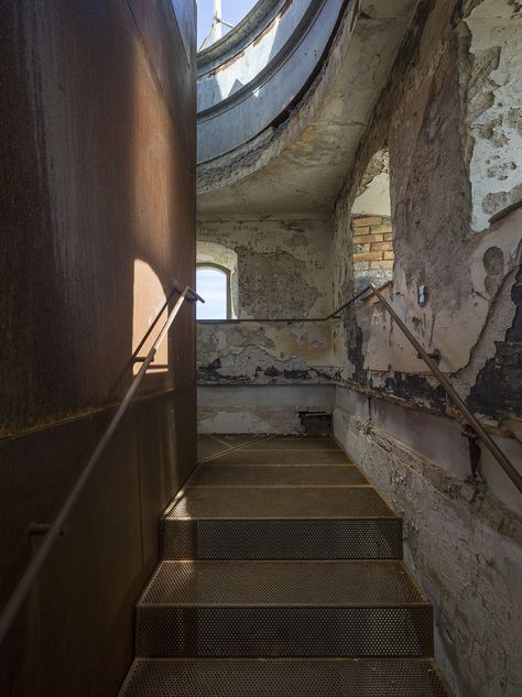 Staircase Inspiration, Moody Interiors, Stairs Architecture, Floating Lights, Beacon Lighting, Adaptive Reuse, Interior Stairs, Amazing Spaces, Watch Tower