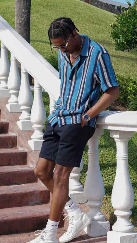 Mens Nice Dinner Outfit Summer, Men’s Vacation Style 2023, Hot Weather Mens Fashion, Mens Fashion Vegas, Outfits For Men Summer Style, Mens Style Summer 2023, Resort Men Outfit, Vacation Outfit Ideas Men, Hawaii Male Outfits