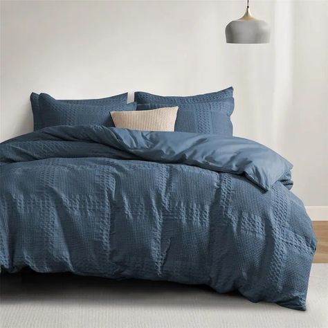 Queen Size Duvet Covers and Sets - Bed Bath & Beyond Navy Blue Bedding Farmhouse, Blue Bedding Set, Dark Blue Duvet Cover, Mens Bedding, Light Blue Duvet Cover, Blue Duvet Covers, Navy Blue Bedding, Textured Duvet Cover, Textured Duvet