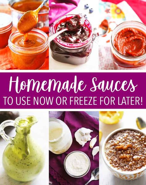 18 Homemade Sauces to Use Now or Freeze for Later - pipandebby.com Freezer Sauce Recipes, Freezable Sauces, Make Ahead Sauces To Freeze, Freezer Sauces, Sauces To Freeze, Freeze Sauces, Pasta Sauce To Freeze, Easy Sauce Recipes, Pip And Ebby