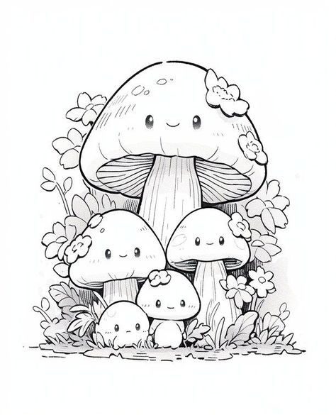 42 Happy Mushroom Adventure Kids Children Boy Cute Mushroom Drawing, Mushroom Coloring Pages, Happy Mushroom, Adult Coloring Books Printables, Mushroom Drawing, Children Boy, Illustrator Design, Kids Print, Cool Coloring Pages