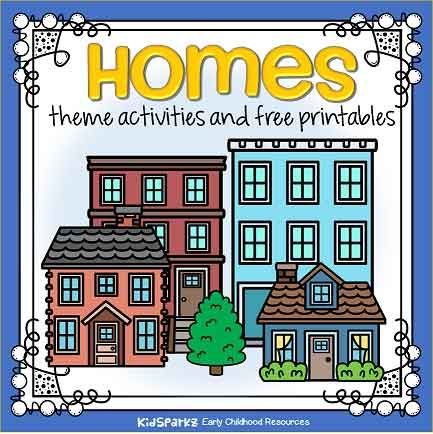 Homes theme activities and printables for preschool and kindergarten - KIDSPARKZ Places We Go Preschool Activities, Family Preschool Curriculum, All About My Home Activities, My Home Preschool Theme Crafts, Homes Activities Preschool, Preschool Neighborhood Theme, My Home Theme Preschool Activities, Homes Theme Preschool, Different Homes Preschool