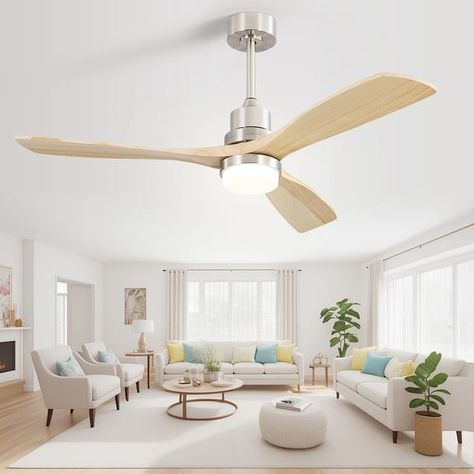 52 inch Indoor and Outdoor Downrod Solid Wood Ceiling Fan with Remote,Integrated Light Optional - On Sale - Bed Bath & Beyond - 35428221 Wood Ceiling Fan, Ceiling Fan Light Fixtures, Gold Ceiling Fan, Fan Lighting, Pitched Ceiling, Decor Ceiling, Living Room Ceiling Fan, Wood Ceiling Fans, Fan Lights