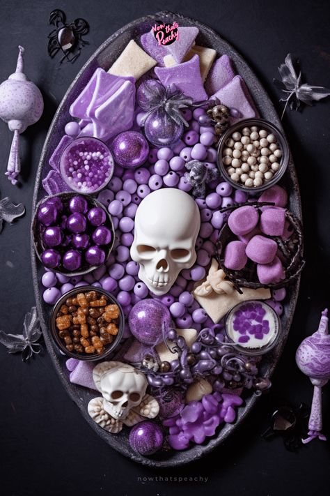 Haunted Mansion Charcuterie Board, Unique Charcuterie Board Themes, Black Charcuterie Board, Halloween Hosting, Halloween Charcuterie Board Ideas, Halloween Cheese, Make A Charcuterie Board, Halloween Platter, Disco Halloween