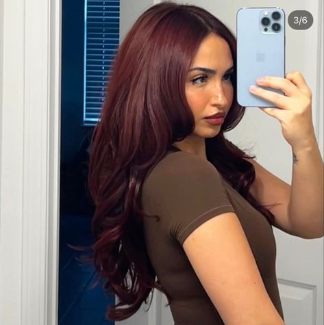 Deep Cherry Red Hair, Deep Red Hair Color, Cherry Cola Hair, Deep Red Hair, Wine Hair Color, Rambut Brunette, Wine Red Hair, Hair Color Underneath, Wine Hair