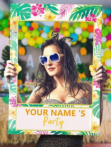 Luau Photo Booth, Woodland Creatures Party, Luau Party Supplies, Tropical Birthday Party, Luau Party Decorations, Aloha Party, Photo Frame Prop, Birthday Photo Booths, Fiesta Tropical