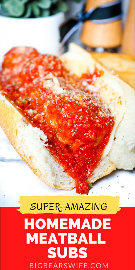 Homemade Meatball Subs, Authentic Italian Meatballs, Meatball Sub Recipe, Homemade Italian Meatballs, Meatball Sub, Tasty Meatballs, Meatball Subs, Tomato Pasta Sauce, Meatballs Easy