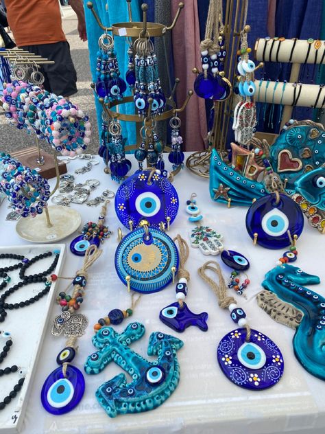 Evil Eye Accessories Aesthetic, Greek Evil Eye Aesthetic, Evil Eye Blue Aesthetic, Evil Eye Greece Aesthetic, Blue Evil Eye Necklace For The Beach, Nazar Jewelry, Breakfast Summer, Hicks Und Astrid, Mundo Hippie