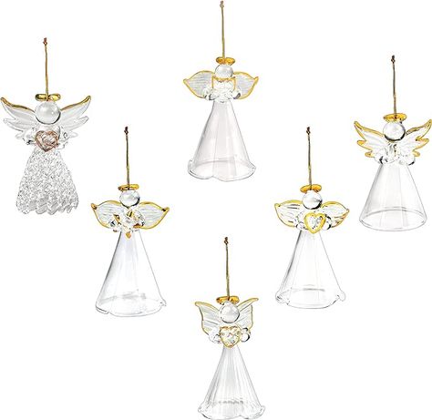 Amazon.com: 12 Pcs Glass Angel Christmas Ornaments for Christmas Tree Decoration - 2.5 Inch Small (Set of 12) Clear Spun Glass Religious Angel Figurine by 4E's Novelty : Home & Kitchen Christmas Angel Decorations, Ornaments For Christmas Tree, Christmas Angel Ornaments, Ornaments For Christmas, Christmas Tree Set, Angel Decor, Christmas Ornament Sets, Angel Ornaments, Glass Christmas Ornaments