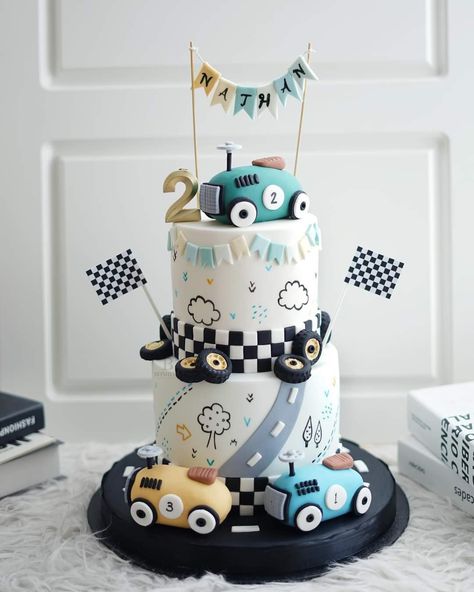 2nd Birthday Cake Car Theme, 1st Birthday Cake Car Theme, Car Theme Dessert, First Lap Around The Track Birthday Cake, Too Fast Birthday Cake, Car Themed Birthday Cake, Cars Theme Birthday Party Cake, Fast One Cake, Car Theme Cake Boys