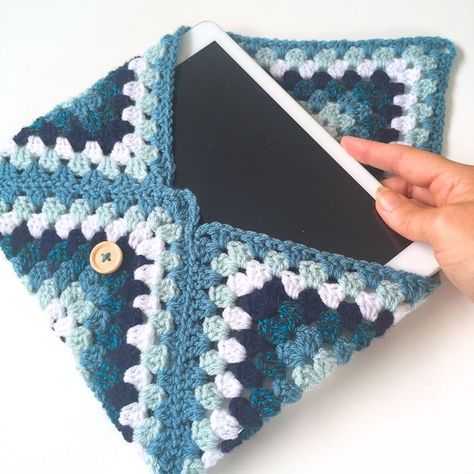 Crochet Ipad Cover, Granny Square Pouch, Blanket Borders, Stylecraft Special Dk, Ipad Pouch, Granny Square Projects, My Granny, Monday Again, Have A Great Week